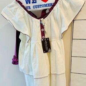 Matilda Jane Cream and Deep Purple Girls Matching Set